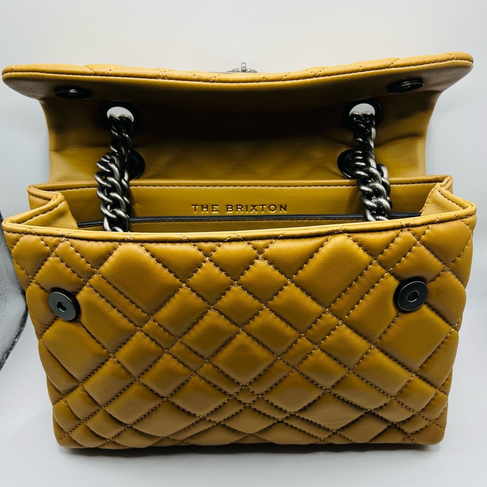 Brixton Tan Quilted Shoulder Bag with Chain Straps